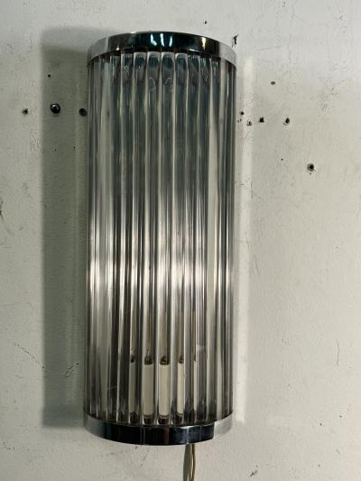 ART DECO REVIVAL CHROME AND LUCITE ROD SCONCES