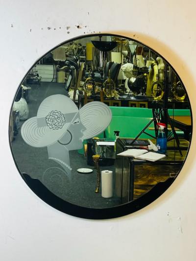 ART DECO REVIVAL MIRROR WITH CAMEO OF WOMAN WITH FANCY HAT