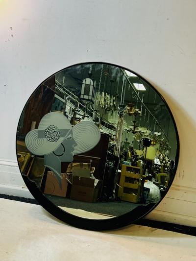 ART DECO REVIVAL MIRROR WITH CAMEO OF WOMAN WITH FANCY HAT