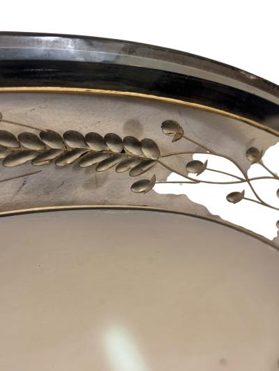 ART DECO ROUND ETCHED FLORAL MIRROR