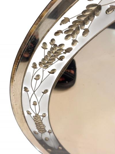 ART DECO ROUND ETCHED FLORAL MIRROR