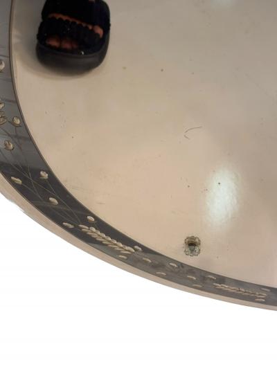 ART DECO ROUND ETCHED FLORAL MIRROR