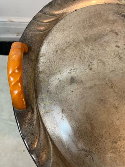 ART DECO SILVERPLATE AND BAKELITE SERVING PLATTER
