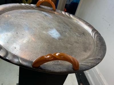 ART DECO SILVERPLATE AND BAKELITE SERVING PLATTER