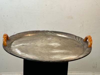 ART DECO SILVERPLATE AND BAKELITE SERVING PLATTER