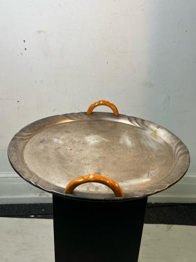 ART DECO SILVERPLATE AND BAKELITE SERVING PLATTER
