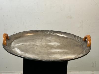 ART DECO SILVERPLATE AND BAKELITE SERVING PLATTER
