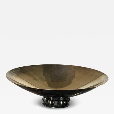 ART DECO SILVERPLATE TAZZA WITH SIX BALL ROUND BASE