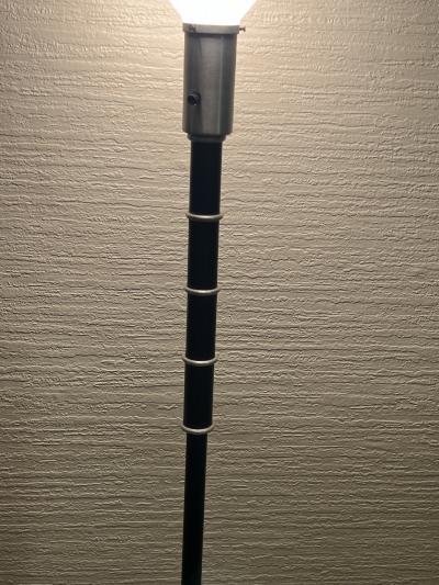 ART DECO SPUN ALUMINUM BLACK ENAMEL FLOOR LAMP
