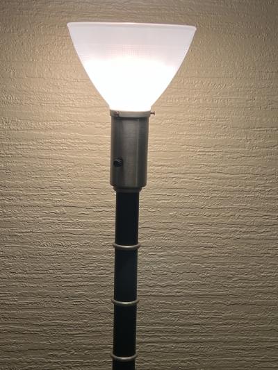ART DECO SPUN ALUMINUM BLACK ENAMEL FLOOR LAMP