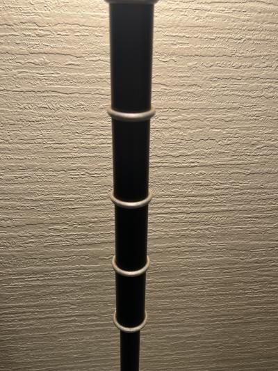 ART DECO SPUN ALUMINUM BLACK ENAMEL FLOOR LAMP