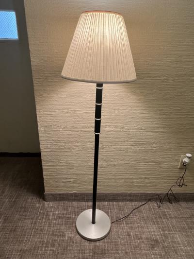 ART DECO SPUN ALUMINUM BLACK ENAMEL FLOOR LAMP