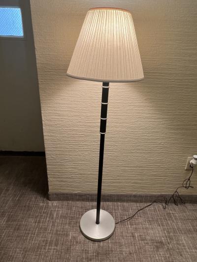 ART DECO SPUN ALUMINUM BLACK ENAMEL FLOOR LAMP
