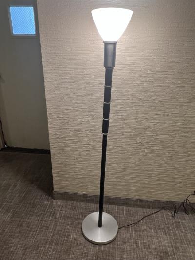 ART DECO SPUN ALUMINUM BLACK ENAMEL FLOOR LAMP