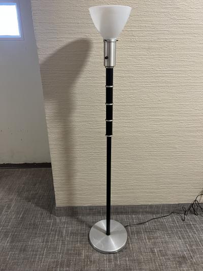 ART DECO SPUN ALUMINUM BLACK ENAMEL FLOOR LAMP