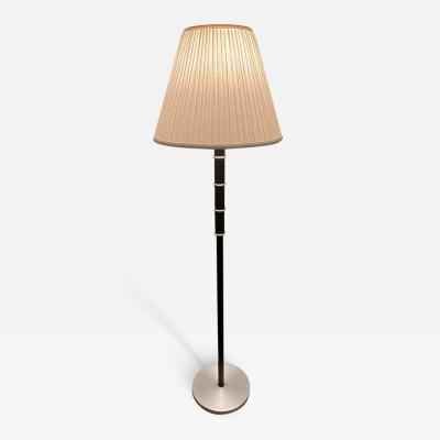 ART DECO SPUN ALUMINUM BLACK ENAMEL FLOOR LAMP