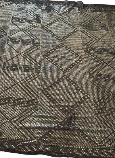 ART DECO STERLING SILVER PLATELETS ON FABRIC SCARF