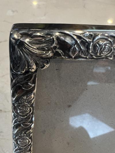 ART DECO STERLING SILVER ROSE DECORATED PICTURE FRAME