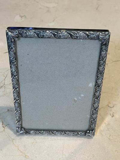 ART DECO STERLING SILVER ROSE DECORATED PICTURE FRAME