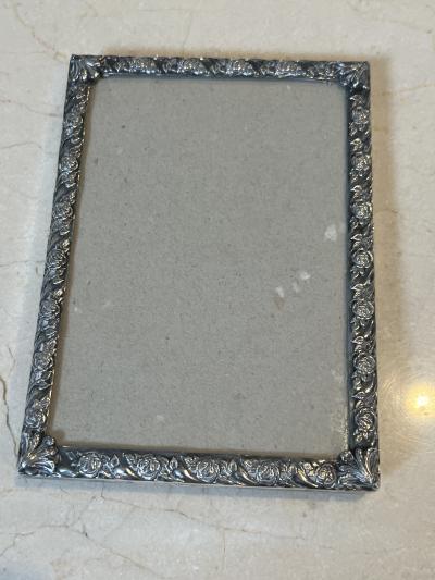 ART DECO STERLING SILVER ROSE DECORATED PICTURE FRAME