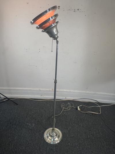 ART DECO TELESCOPING AND PIVOTING TRIPLE TIER CHROME TORCHIERE