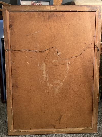 ART DECO WOMAN WITH SUNFLOWERS IN TUSCAN LANDSCAPE PAINTING SIGNED