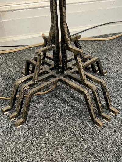 ART DECO WROUGHT IRON SKYSCRAPER DESIGN TORCHIERE LAMP
