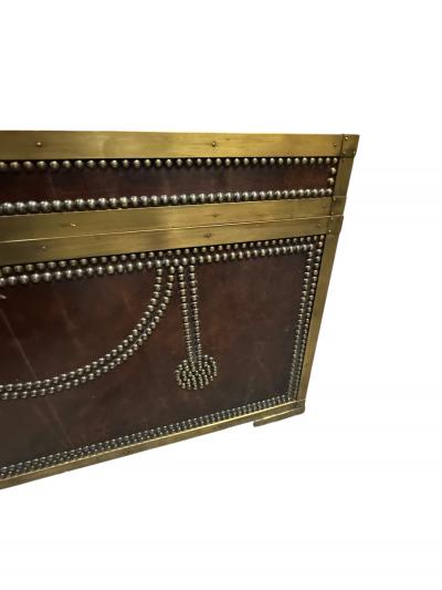 ARTS CRAFTS DESIGN NICKEL STUDDED BRASS FRAME TORTOISE FINISH STEAMER TRUNK