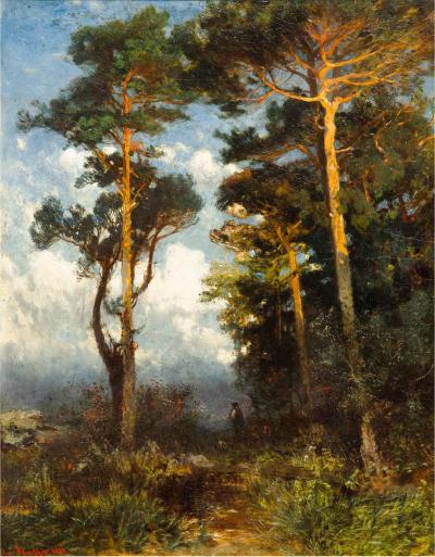 AUGUST SCHAEFFER VON WIENWALD Walking the Forest in the Evening 1874 August Schaeffer von Weinwald