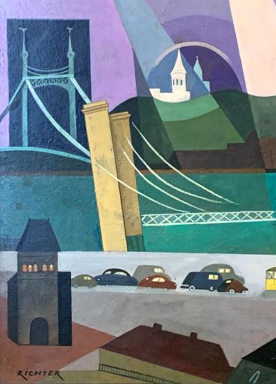 AUREL RICHTER Budapest on the Danube by Aurel Richter 1870 1957 