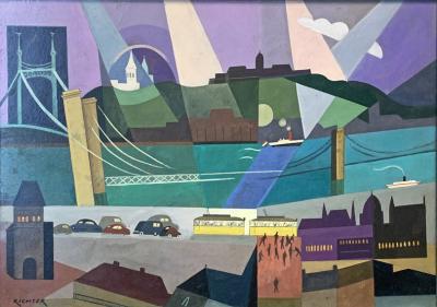 AUREL RICHTER Budapest on the Danube by Aurel Richter 1870 1957 