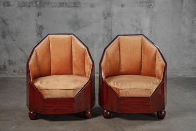 AUSTRIAN CUBIST CHAIRS AND SETTEE