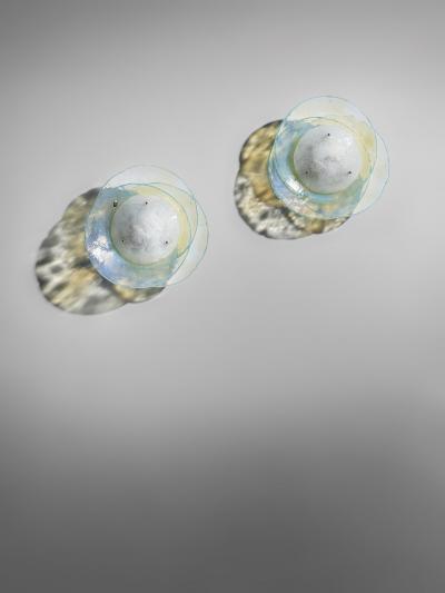 AV Mazzega Pair of Large Flush Mounts Wall Lights