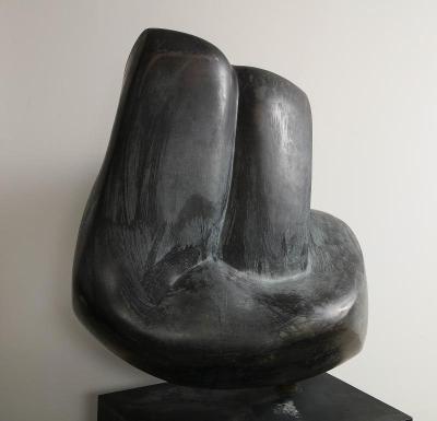 AVIVA SHEMER ABSTRACT PATINATED BRONZE SCULPTURE BY AVIVA SHEMER