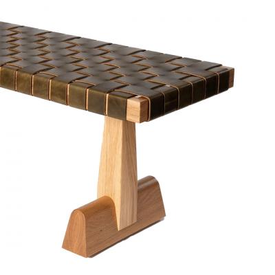 AX Bench by FINCH white oak and leather customizable 