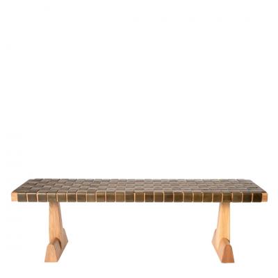 AX Bench by FINCH white oak and leather customizable 