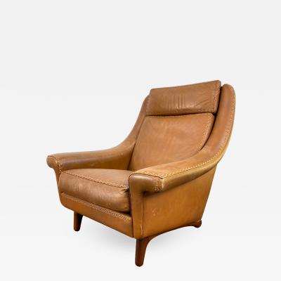 Aage Christiansen High Back Danish Leather Lounge Chair
