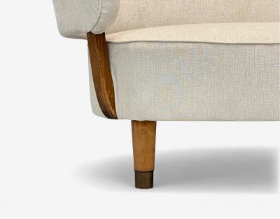 Aage Sattrup Beech Fabric Rare Floating Sofa Denmark 1950s