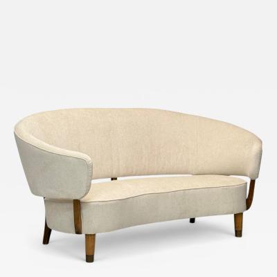Aage Sattrup Beech Fabric Rare Floating Sofa Denmark 1950s