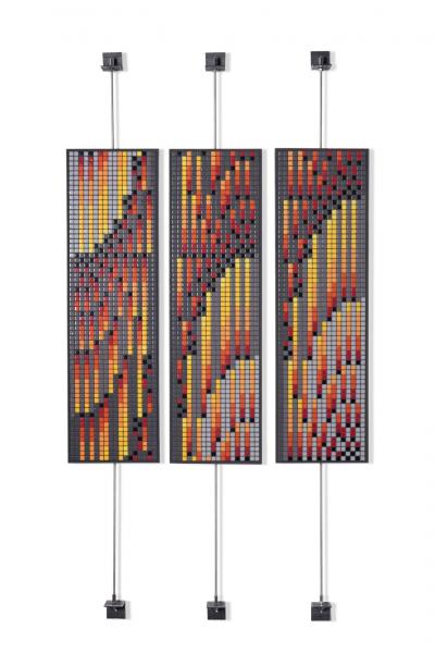 Aaron Lyons Contemporary Glass Mosaic Triptych in Blackened Steel Frames