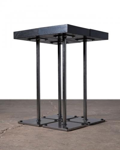 Aaron Lyons Set of 4 Glass Mosaic Drinks Tables in Lacquered Wood and Raw Steel