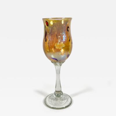 Aaron Slater Studio Design Art Glass Sculptural Stem Wine Goblet