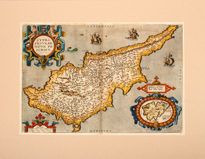 Abraham Ortelius CYPRI INSVLAE NOVA DE SCRIPT 1573 by Abraham ORTELIUS