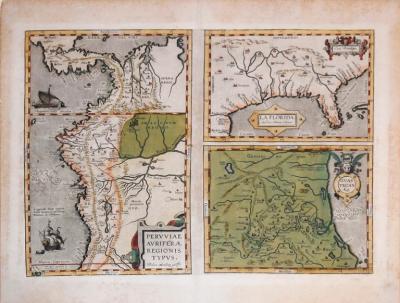 Abraham Ortelius PERUVIAE AURIFERAE REGIONIS TYPUS LA FLORIDA GUAS TECAN