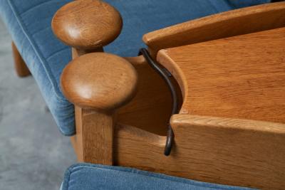 Abraham Sprij Abraham Sprij Pair of Lounge Chairs in Solid Oak and Blue Velvet 1960s