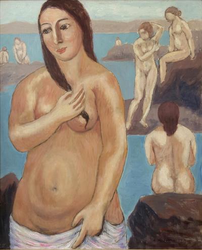 Abraham Walkowitz Nude with Pink Towel