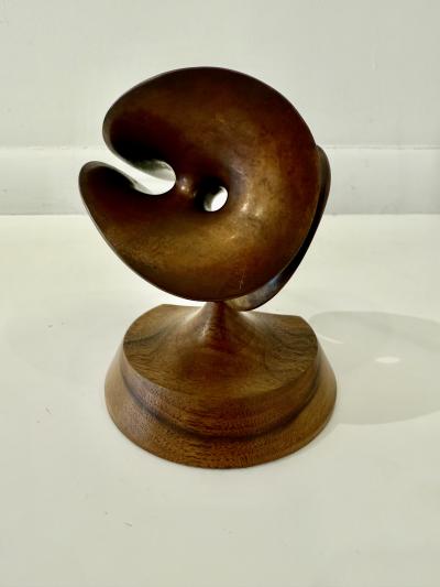 Abstract Bronze sculpture with a patinated copper finish 