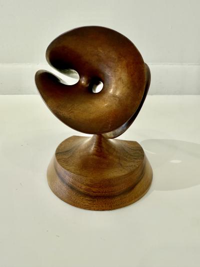 Abstract Bronze sculpture with a patinated copper finish 