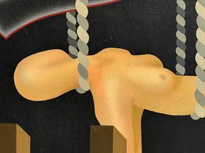 Abstract Expressionism Contemporary Large Black Painting Nude Motif 20th C 
