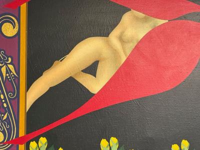 Abstract Expressionism Contemporary Large Black Painting Nude Motif 20th C 